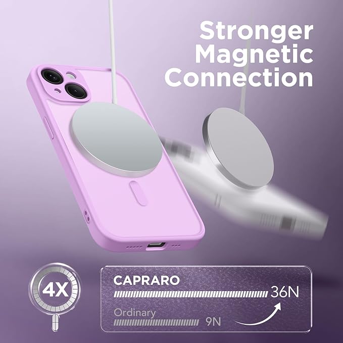CAPRARO Magnetic for iPhone 14 Case, [Compatible with MagSafe] [Full Camera Protection] Shockproof Protective Slim Translucent Matte Phone Case for iPhone 14 6.1'', Roland Purple