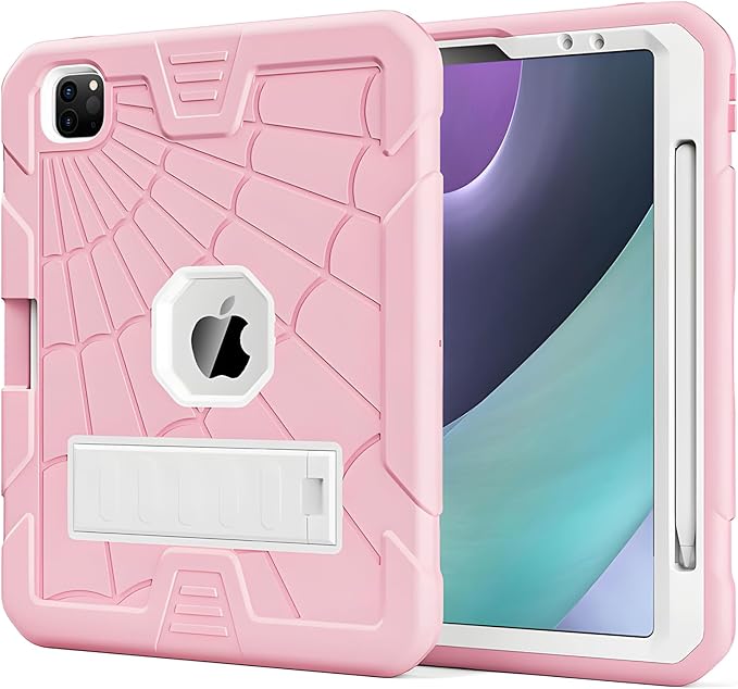 TSQQST Case for iPad Pro 11 Inch for Kids Girls with Pencil Holder | Rugged Shockproof Protective Case for iPad Pro 11 4th/3rd/2nd/1st Generation 2022 2021 2020 2018 | Pink