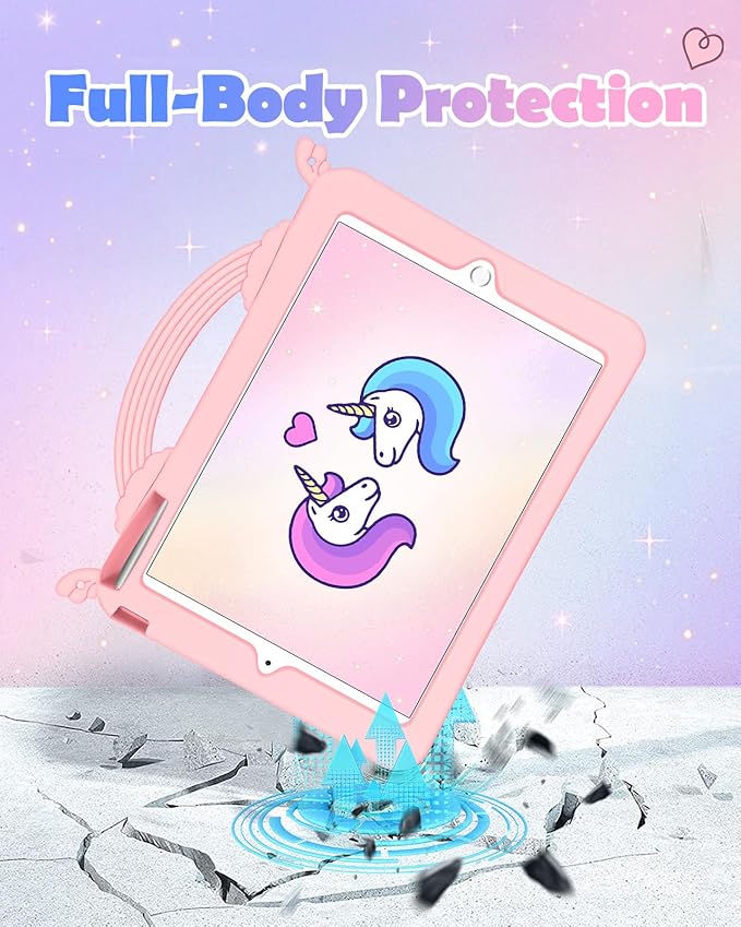 Uppuppy for iPad mini 5th/4th Case 7.9 Inch - Cute Girls Kawaii Cover Girly 3D Cartoon Teen with Rotating Stand & Strap Soft Silicone PK Unicorn Case for iPad mini 4/5 Generation 2019 2015 Funda