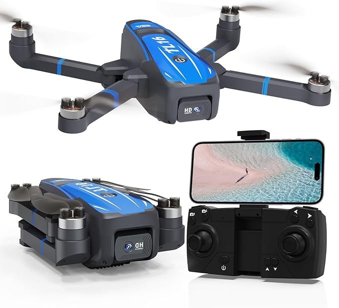 Toladrone TL16 Drones with Camera for Adults 4K, Brushless Motor Mini Drone with Camera for Beginners with Headless Mode 360° Flip Gravity Control, Foldable Quadcopter for Adults, Blue