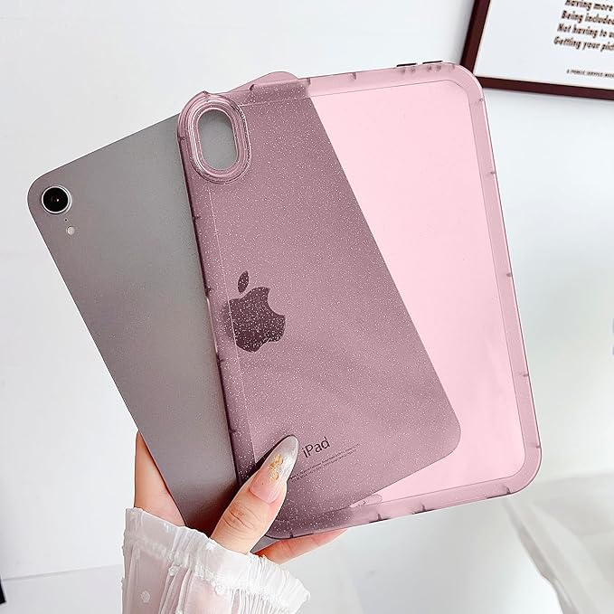 for iPad (A16) 11th Generation Case 11 inch 2025/ iPad 10th Generation 10.9 inch (2022), Glitter Soft TPU Back Shockproof Cover Bling Sparkly Flexible Silicone Lightweight Thin Shell, Pink
