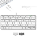 Macally Small Keyboard for Mac with USB Hub (3 Ports) - Wired 2 in 1 USB C + A Plug - Save Space with an Apple Compatible Keyboard (78-Key Layout) - Silver