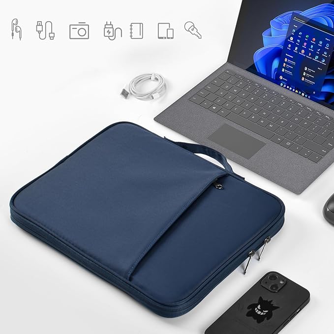 13 inch Laptop Case Sleeve for 2026 MacBook Neo 13-inch, 2026-2022 MacBook Air 13 inch M5 M4 M3 M2 Laptop Water-Resistant Shockproof Handle Bag Cover w/Accessory Pocket -Navy Blue