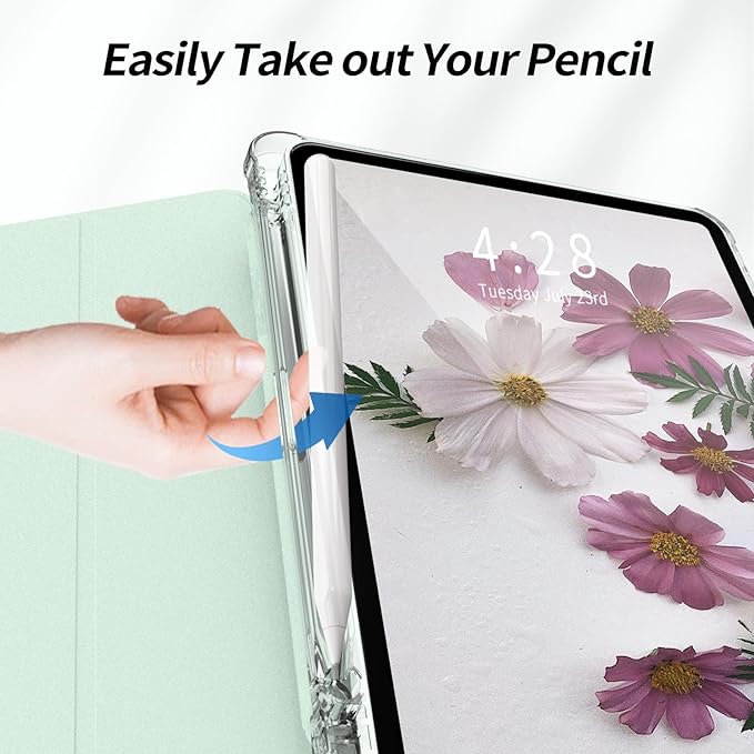 Kenke New iPad Pro 11 Inch Case 4th/3rd/2nd/1st Generation 2022/2021/2020/2018 Support 2nd Pencil Charge with Built-in Left Side Pencil Holder, Hard Frosted Back Cover & Colored Edge (Light Green)