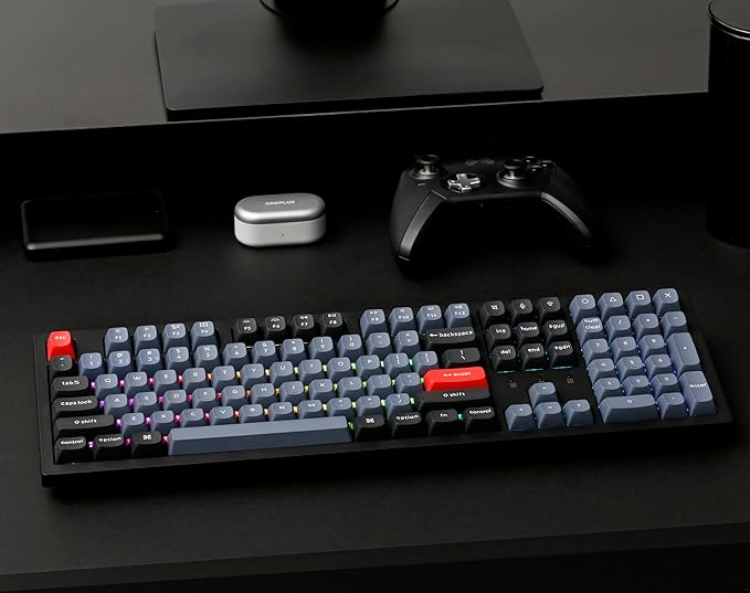 Keychron K10 Pro QMK/VIA Custom Wireless Mechanical Keyboard, Hot-Swappable Full Size 108 Keys Programmable RGB LED Backlit Banana Switch, Bluetooth/USB-C Wired Gaming Keyboard for Mac Windows Linux