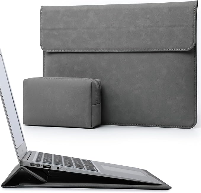 HYZUO 15 Inch Laptop Case Bag Sleeve with Stand for MacBook Air 15 M5 M4 A3241 M3 A3114 M2 A2941 2026-2023, 15" Surface Laptop 7/6/5/4/3, MacBook Pro 15 A1990 A1707 2019-2016, Dark Gray