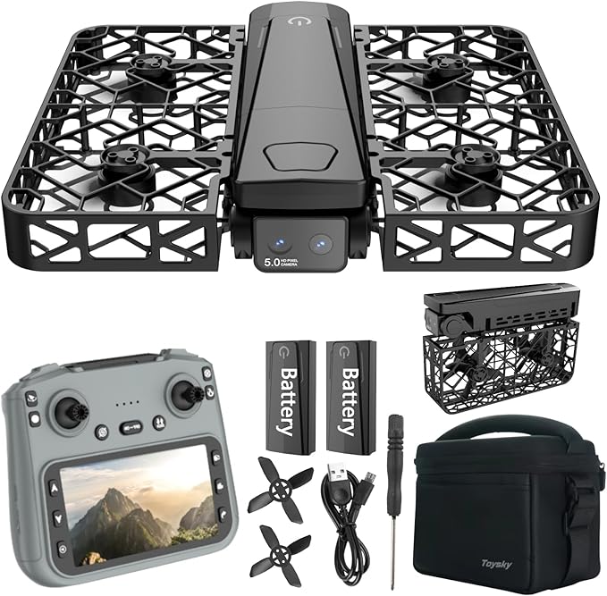 2K Dual Camera Drone with 4.5" LCD Screen Remote (No Phone Needed), Brushless Motor FPV Quadcopter, Under 249g Mini Drone, Foldable Design, 2 Batteries, Optical Flow Stable Hover, Portable for Adults