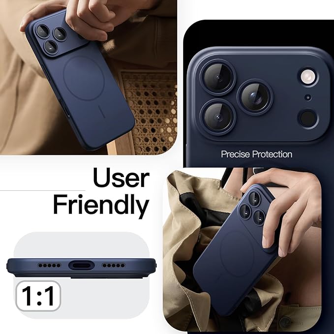 JETech Magnetic Slim Case for iPhone 17 Pro 6.3-Inch, Compatible with MagSafe, Ultra-Thin Lightweight Minimalist Phone Cover with Matte Finish and Full Camera Lens Protection (Dark Blue)