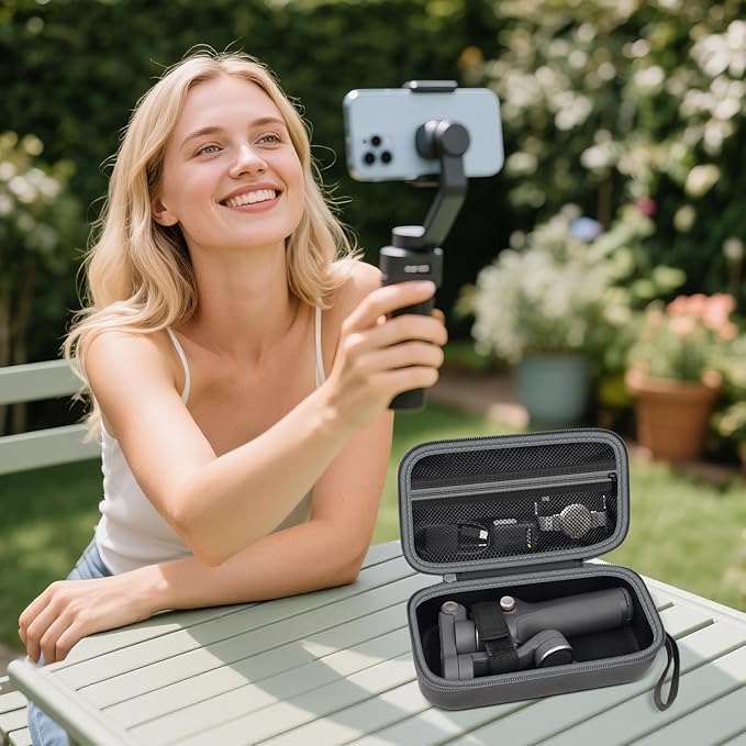 ALKOO Hard EVA Case Compatible with DJI Osmo Mobile 8, 7 & 7P, Protective Travel Organizer for 3-Axis Smartphone Gimbal Stabilizer, Mesh Pocket for Extension Rod, Clamp & Tripod