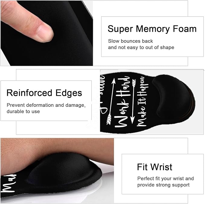 LATEEFAH Mouse Pad with Wrist Rest, Large Mouse Pad, Ergonomic Gaming Desk Pad Keyboard Wrist Rest Set, 4-in-1 Desk Mat Keyboard Mat for Home, Office