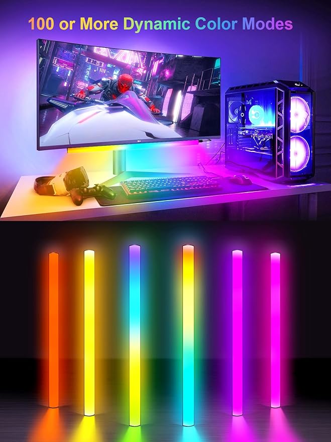 KANTUTOE Under Monitor Light Bar, App and Remote Control Gaming Ambient Lights,Music Sync Color Changing, 16 Million Colors, Timing, USB Powered RGB Light Bar for Monitor/TV/PC Back (2pcs)