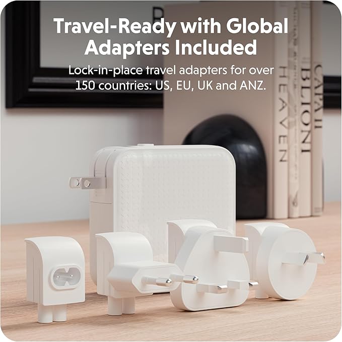 HyperJuice® 100W GaN Safety Tested Travel Charger - Quad-Port GaN Charger for iPhone, iPad, MacBook, Smartphone, & Laptop - Compact Type C Charger Fast Charging Phone Charger for 4 Devices (White)