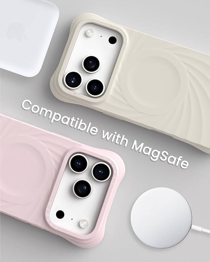 ORNARTO Vortuxe for iPhone 17 Pro Case 6.3" | 2X MIL-STD Protection | Camera Control Button | Compatible with MagSafe | Sleek Aesthetic Liquid Silicone Phone Cover | Cream