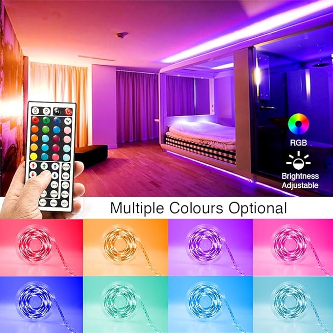 phopollo Led Lights 40ft (2 Rolls of 20ft) for Bedroom RGB Color Changing Led Lights Kit with Power Supply and Remote
