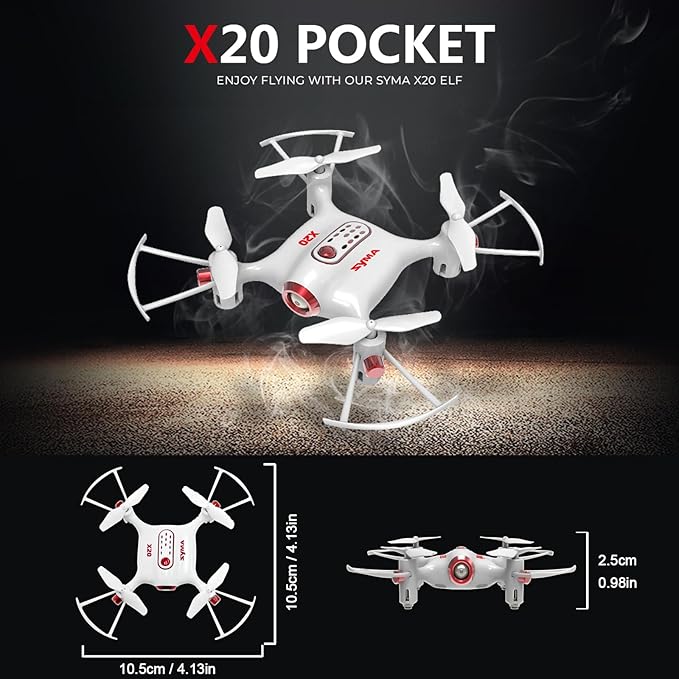 Cheerwing Syma X20 Mini Drone RC Nano Quadcopter with Auto Hovering 3D Flip(White)