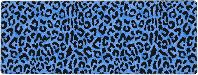Blue Leopard Skin Print XL Large Mouse Pad with Stitched Edges Long Non-Slip Rubber Base Mousepad Laptop Keyboard Mat Desk Pad for Office Home Desk Decor, 31.5" X 11.8"