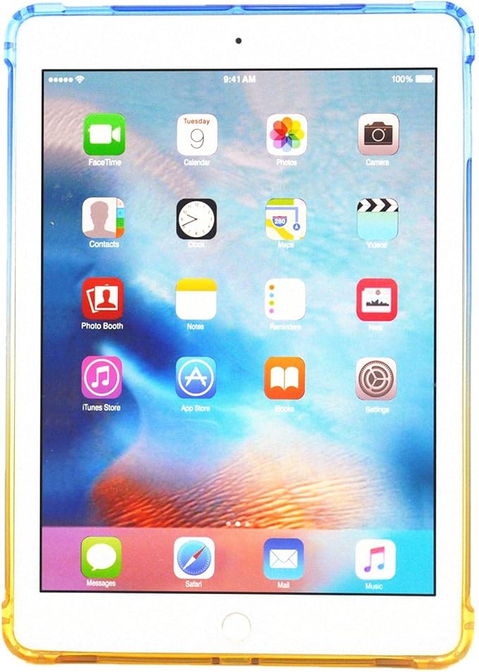 Translucent Frosted TPU Back Case for Apple iPad Air 3 (3rd Gen) 10.5" 2019 and iPad Pro 10.5" (2017) Gradient Color Impact Resistant Corner Protection Shockproof Cover, Blue & Yellow