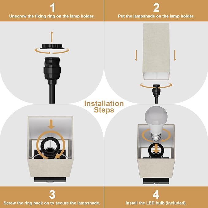 Touch Bedside Lamp for Bedroom Set of 2, 3 Way Dimmable Table Lamp with USB C+A Charging Ports, Small Nightand Lamps for Bedroom Decor, Living Room, Home, LED Bulbs Included, Upgraded Beige