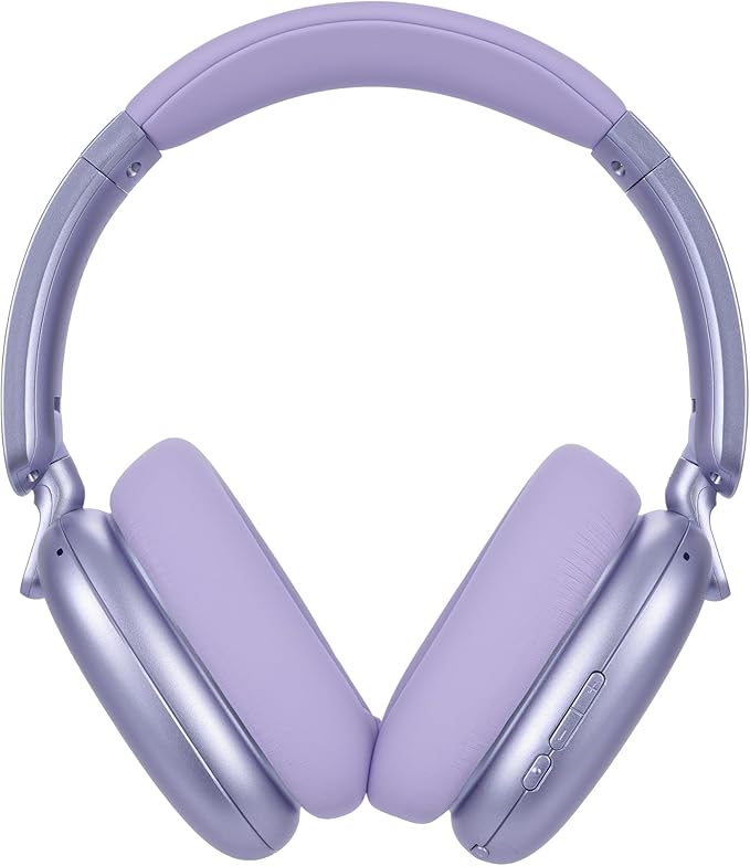 C6 Active Noise Cancelling Headphones, Wireless Over Ear Bluetooth Headphones, 60H Playtime, Lightweight Folding Deep Bass Comfort Fit Ear Cups Headset with Mic for iPad/Travel/PC/Home Purple