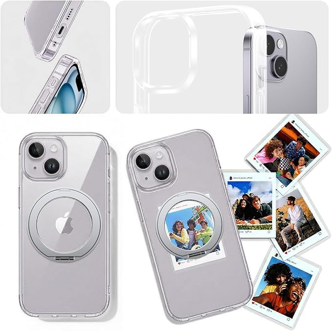 toushion 3 in 1 for iPhone 14 Case Stand |Build in Kickstand,Screen Protector *1 & Camera Lens Protector*1, Not Yellowing, Fits MagSafe, Military-Grade Protection