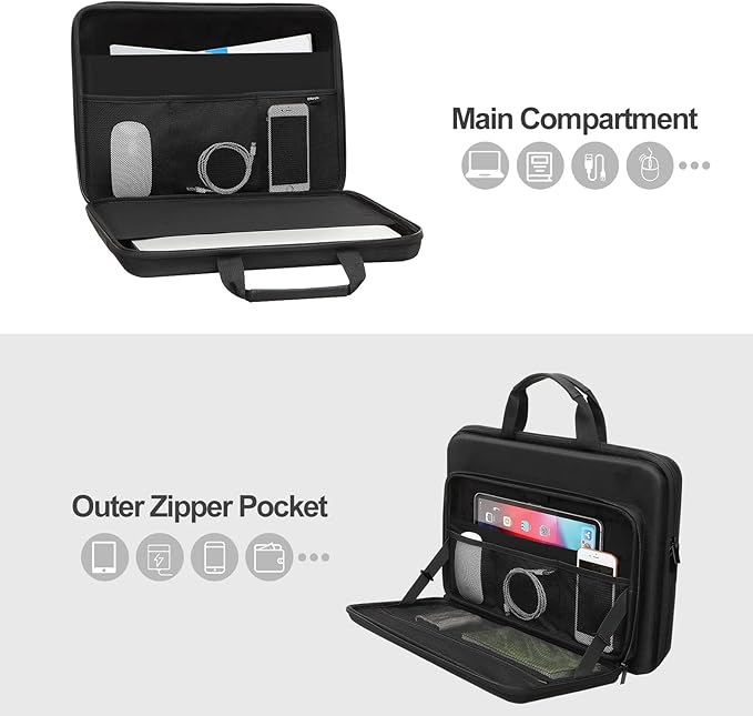 MOSISO 15.6-16 inch Laptop Hard Case, 15 inch Shockproof Waterproof Laptop Case Hard Shell Compatible with MacBook HP Dell, Carrying Sleeve Computer Bag with Sturdy Handle&Front Pocket&Belt, Black