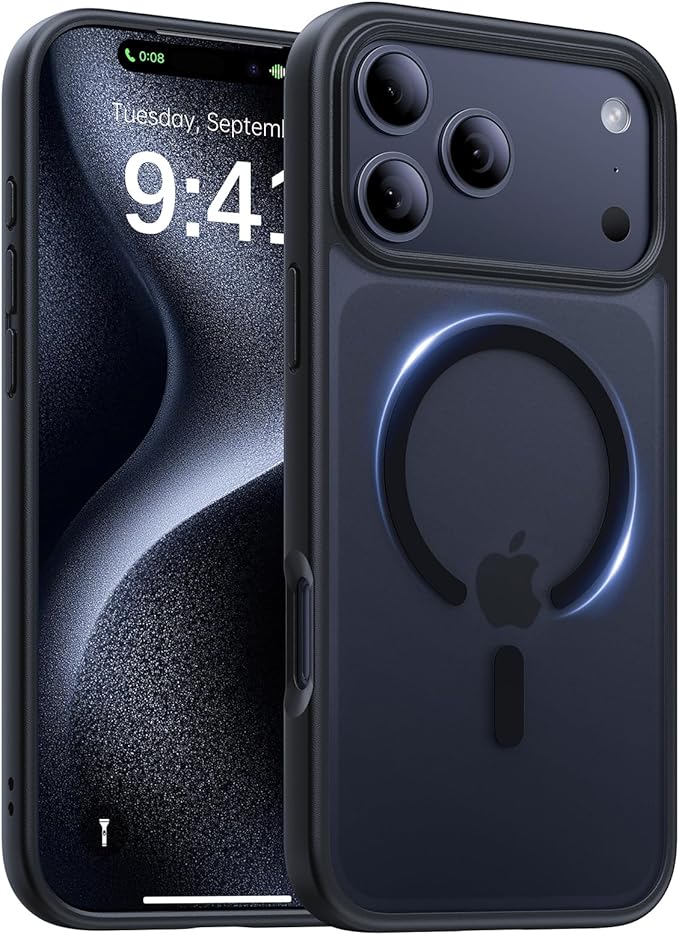 Magnetic for iPhone 17 Pro Max Case,[Anti-Slip][Compatible with MagSafe][Military Grade Drop Protection] Shockproof Protective Translucent Matte Phone Case for iPhone 17 Pro Max Case,Black