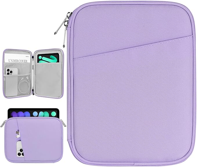 Dadanism 8-9 Inch Tablet Sleeve Bag Carrying Case for iPad mini 7th/6th 8.3", iPad mini 7.9", Galaxy Tab A7 Lite/A9 8.7", ‎Remarkable Paper Pro Move 7.3" 2025, Tab M8 8", Tab M9 9", Grey Purple