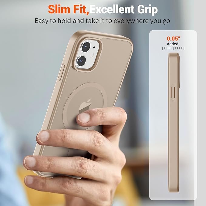 SUPFINE Magnetic for iPhone 12 Case/iPhone 12 Pro Case (Compatible with MagSafe)(Military Grade Drop Protection) Translucent Matte with Anti-Fingerprint Phone Case,Desert Gold