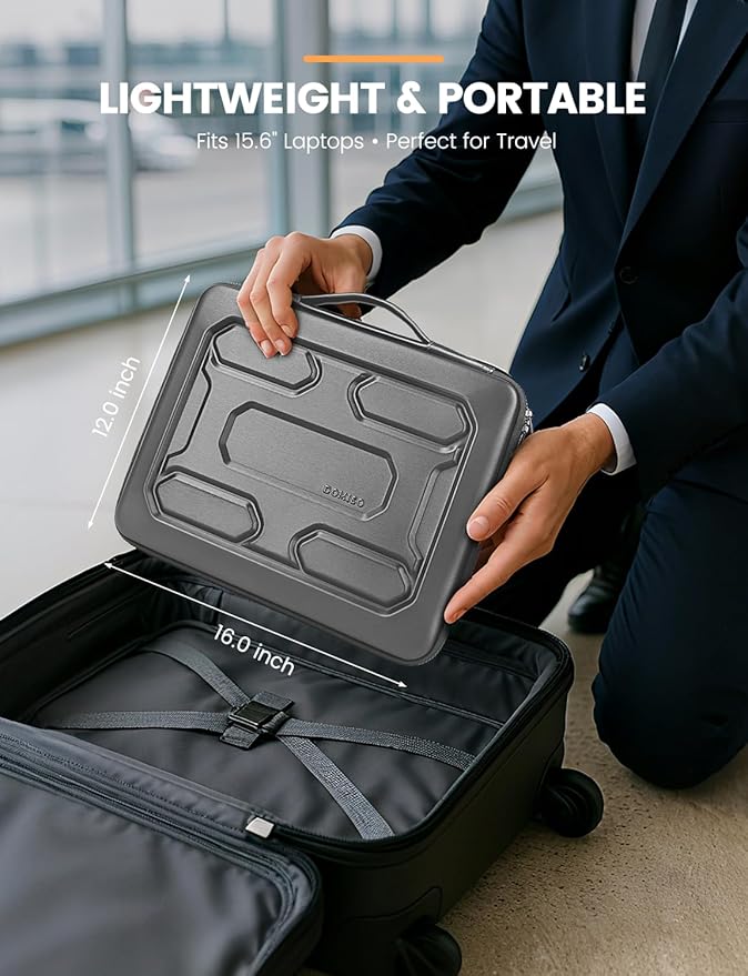 DOMISO 15.6 inch Laptop Sleeve with Handle Shockproof Waterproof EVA Protective Case for 15.6" Yoga 720 IdeaPad 310 320 ThinkPad T570/Legion 5 Gen 6/HP Envy 15/15.6" Notebooks, Dark Grey