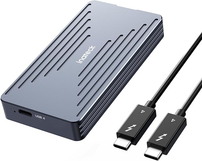 Inateck 40Gbps M.2 NVMe SSD Enclosure, Aluminum Hard Drive Enclosure, USB 4.0/Thunderbolt 4, No Tools Required Installation, Supports 2230/2242/2260/2280 SSDs, M-Key, FE2028