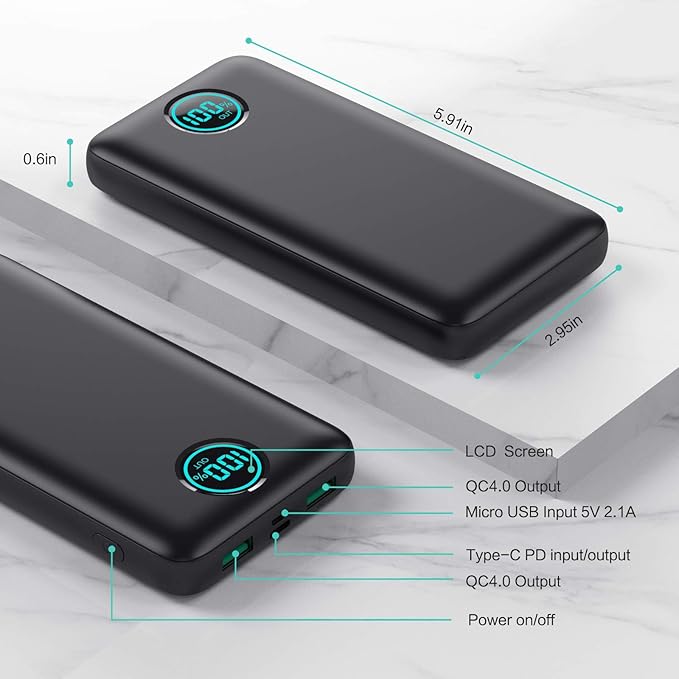 Portable Charger 30,800mAh PowerBank with 3 Output, 25W PD Fast Charging +QC 4.0 Quick Phone Charging Power Bank,Travel Essential Phone Charger Battery Pack for iPhone 17/16/15 Android Galaxy etc