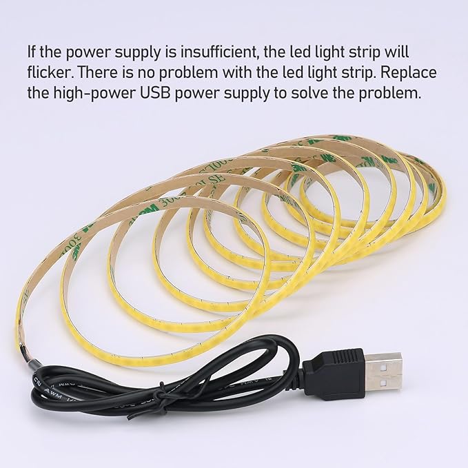 GOMING 5V COB USB LED Strip Light Cool White 6000K 5mm Width USB Powered 13.12ft/4M 400LEDs/M Flexible High Brightness IP20 Not Waterproof LED Tape Lights for DIY Decoration Lighting(2pcs x 6.6ft)