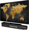 Rinaze Mouse Pad Desk Mat, Multifunctional Large Gaming Mousepad, Office Desk Pad with Washable Durable Design, Keyboard Pad in Black World Map