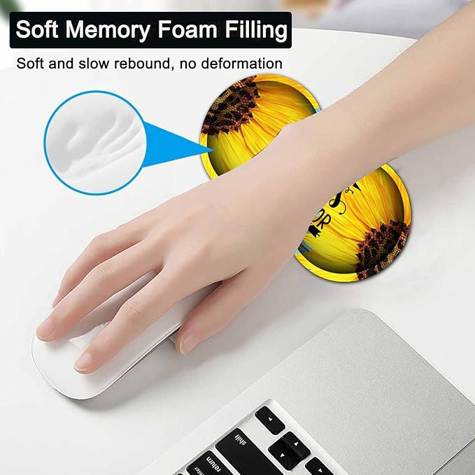 Large Gaming Mouse Pad, 31.5x11.8in Extended Computer Mouse Mat with Non-Slip PU Base,Ergonomic Memory Foam Keyboard Wrist Rest,for Work Gaming,Sunflower Chaos Coordinator Blue Office Desk Pad