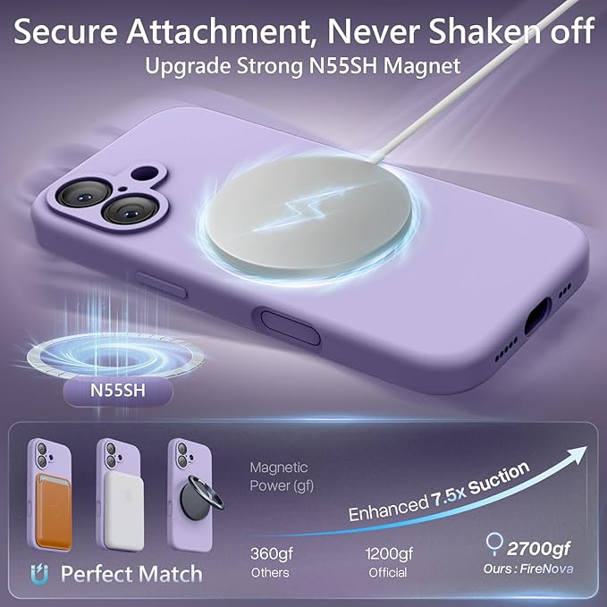 FireNova Magnetic for iPhone 17 Case, Compatible with MagSafe, [Integrated Silicone Camera Control Button] [Camera Protection] Anti-Scratch Microfiber Lining Phone Case, 6.3", Clove Purple