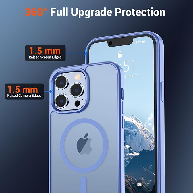 SUPFINE Magnetic for iPhone 13 Pro Max Case (Compatible with MagSafe) (Military Grade Drop Protection) Slim Translucent Matte Shockproof Phone Cover,Blue Purple