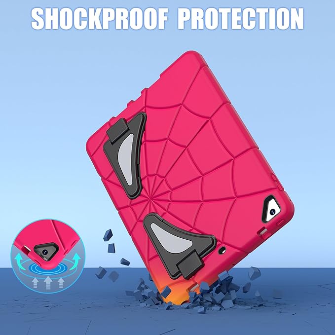 AKABEILA Compatible with Apple iPad 9.7 5th/6th(2017/2018)/Air 2/Pro 9.7 Tablet Case，Lightweight Shockproof Rugged Protective Cover with Kickstand for Kids Children Boys Babies Strawberry Black