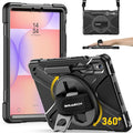 BRAECN Case for Samsung Galaxy Tab S10 Lite/S10 FE/S9 FE 5G 10.9"& S9/S8/S7 11",Heavy Duty Shockproof Silicone Cover with 360 Rotating Stand &Hand Strap, Kickstand, Shoulder Strap, S Pen Holder, Black