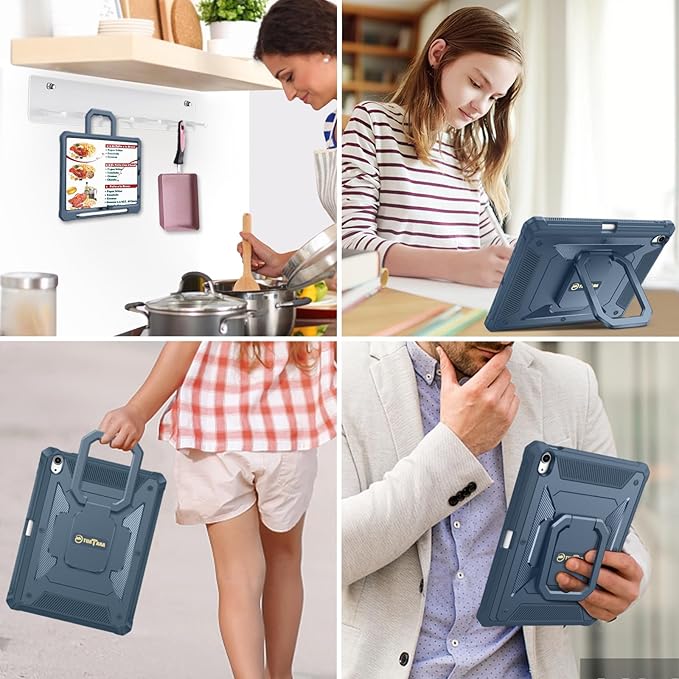 Fintie Case for iPad Air 11-inch M4/M3/M2 (2026/2025/2024), iPad Air 5th/4th Generation (2022/2020) 10.9 Inch - [Tuatara Magic Ring] 360 Degree Rotating Stand Cover with Screen Protector, Ocean Blue