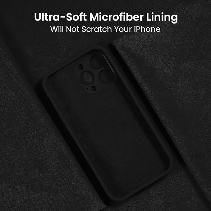 FireNova Designed for iPhone 15 Pro Max Case, Silicone Upgraded [Camera Protection] Phone Case with [2 Screen Protectors], Soft Anti-Scratch Microfiber Lining Inside, 6.7 inch, Black
