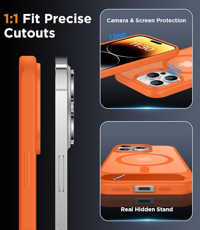 Magnetic Compatible with iPhone 14 Pro Max Case, [Built-in Invisible Kickstand][Compatible with MagSafe] [Military Grade Shockproof] Slim Translucent Matte Phone Case for iPhone 14 Pro Max 6.7"