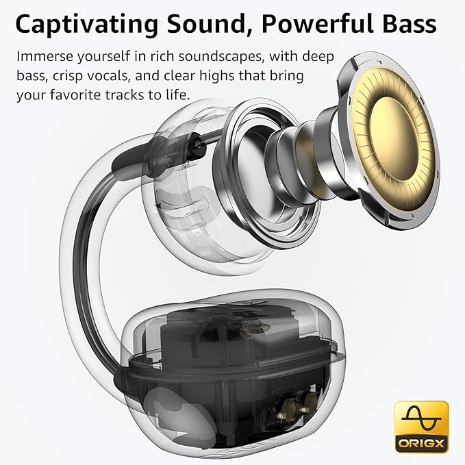 TOZO OpenEarRing True Open Ear Earbuds, Lightweight Comfort Open Ear Clip Wireless Earbuds, 40H Play Bluetooth 5.4 Headphones with Smart Digital Display Design Fit Sports Running, Workout Rose Gold