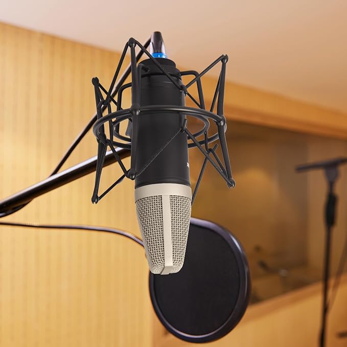 SUUNTOK Condenser Microphone XLR, Large Diaphgram Professional Recording Cardioid Microphone Kit w/Shock Mount, for Studio, Live Streaming, Podcasting, Voice-Over, You-Tube (Black)