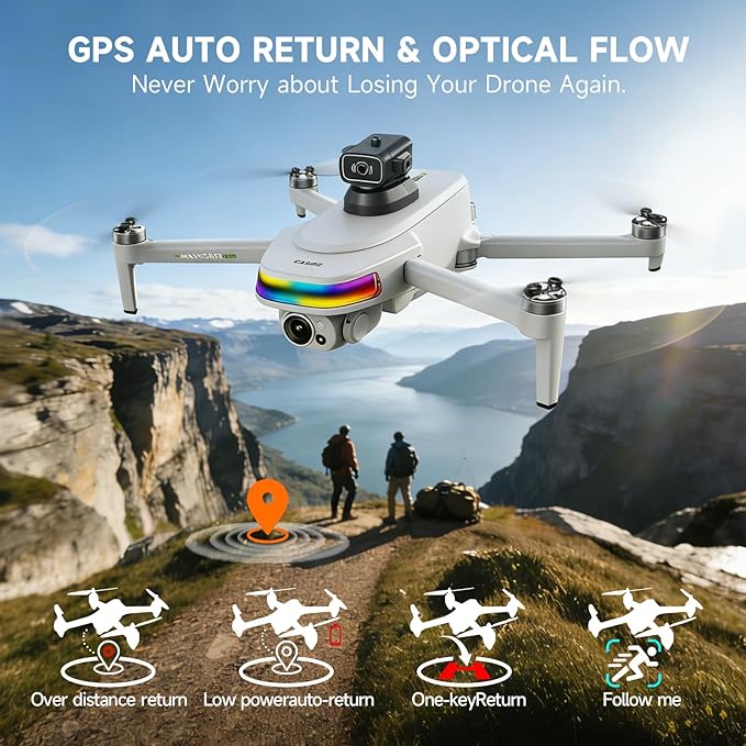 Drones With Dual Camera For Adults 4k,Gps Drone With Screen On Controller,Electric Adjustable Camera 90 °,Auto Return,Obstacle Sensing,Ai Track&Orbit Mode,50 Mins Flight,2 Battery ,For Beginner Toy Gifts