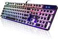 YSCP Typewriter Style Mechanical Gaming Keyboard RGB Backlit Wired with Blue Switch Retro Round Keycap 104 Keys Keyboard (R-Black)