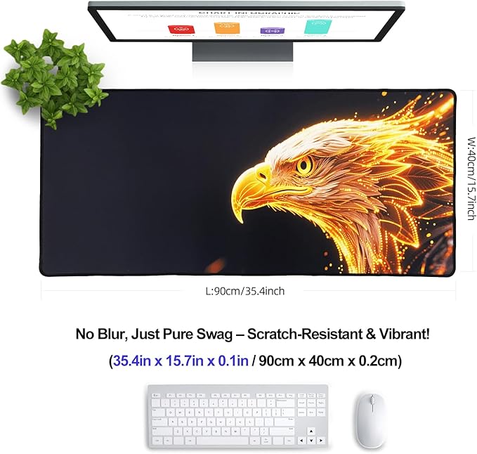 XXL Gaming Mouse Pad 35.4x15.7 Professional Large Mouse Pad & Computer Game Mouse Mat-90x40 Eaglecmh