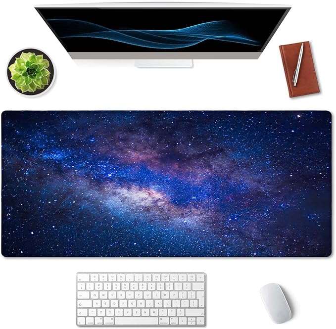 SSOIU Large Mouse Pad, Cute Space Desk Mat for Desktop, Women Girls Waterproof Gaming Mousepad, Milky Way Galaxy Computer PC Laptop Protector Writing Pads for School Office Home 35.5" x 15.7"