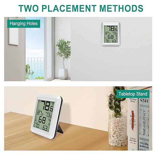 Urageuxy Indoor Hygrometer Thermometer, Digital Humidity Meter Temperature Gauge with Min/Max, ℉/℃ Switch for Home, Baby Room, Kitchen, Greenhouse