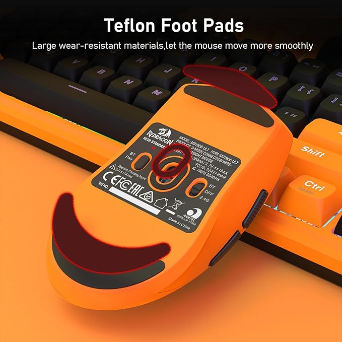 Redragon M919 Pro Wireless Gaming Mouse Esports, 54g Lightweight, 8K Polling Rate, 45K DPI Optical Sensor, 6 Programmable Buttons, 85 Hr Battery, BT5.1/2.4GHz/USB-C Wired Gamer Mouse for PC/Mac