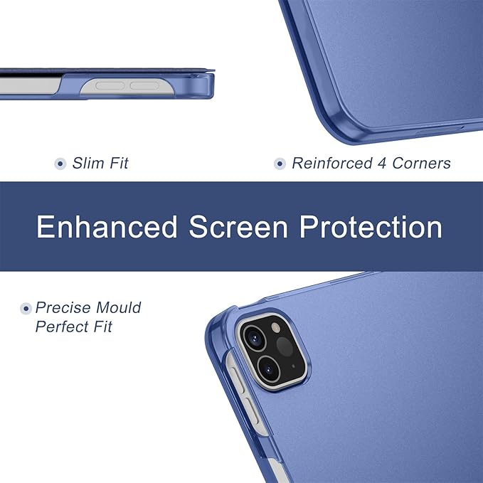 Soke Case for iPad Air 13 Inch (M3/M2) 2025/2024,iPad Pro 12.9 2022 2021(6th 5th Generation) - [Slim Trifold Stand + Auto Wake/Sleep],Protective Hard PC Back Cover (Dark Blue)